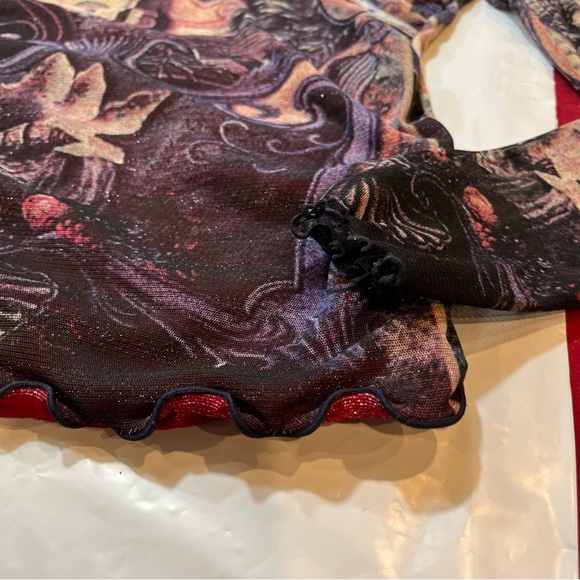 ANAC romantic V Neck Wrap shirt MIXED PRINTS Art to Wear purple women large top - Picture 12 of 15